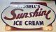 Vintage New Orleans Russell's Sunshine Ice Cream Porcelain Sign Double Sided
