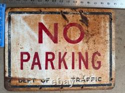 Vintage No Parking Dept Traffic Metal Sign Double Sided 16x10