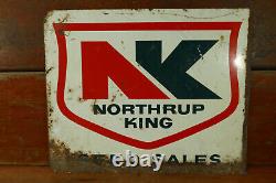 Vintage Northrup King Seed Sales Dealer Double Sided Advertising Metal Sign 22