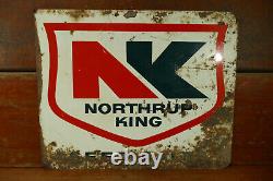 Vintage Northrup King Seed Sales Dealer Double Sided Advertising Metal Sign 22