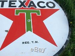 Vintage ORIGINAL 1937 TEXACO Double Sided PORCELAIN 6' Sign Gas Oil Old Station