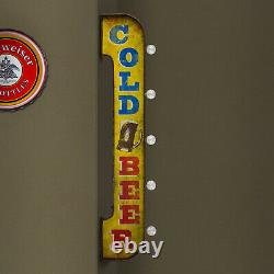 Vintage Old Fashioned Retro Cold Beer Bar Sign, Double Sided LED Lighted Marquee