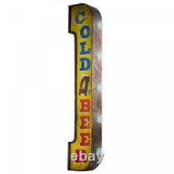 Vintage Old Fashioned Retro Cold Beer Bar Sign, Double Sided LED Lighted Marquee