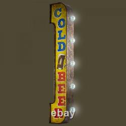 Vintage Old Fashioned Retro Cold Beer Bar Sign, Double Sided LED Lighted Marquee