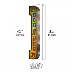 Vintage Old Fashioned Retro Cold Beer Bar Sign, Double Sided LED Lighted Marquee