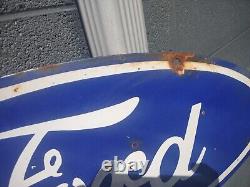Vintage Old Ford V8 Genuine Parts double sided porcelain metal Sign Auto Gas Oil