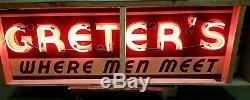 Vintage, Old Neon Sign Porcelain Embossed Letters Double Sided