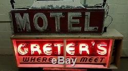 Vintage, Old Neon Sign Porcelain Embossed Letters Double Sided