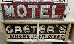 Vintage, Old Neon Sign Porcelain Embossed Letters Double Sided