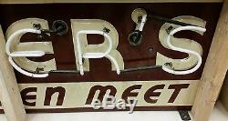 Vintage, Old Neon Sign Porcelain Embossed Letters Double Sided