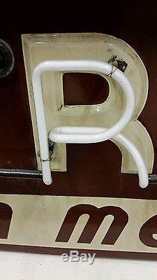 Vintage, Old Neon Sign Porcelain Embossed Letters Double Sided