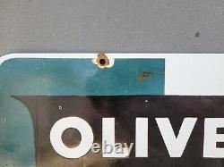 Vintage Oliver Porcelain Sign Large Outboard Boat Motor Double Sided Oil Gas 35