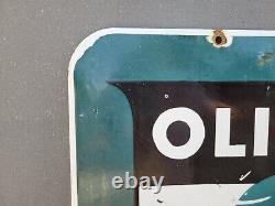 Vintage Oliver Porcelain Sign Large Outboard Boat Motor Double Sided Oil Gas 35