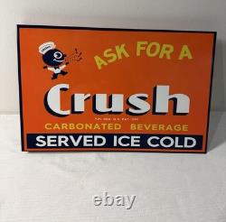 Vintage Orange Crush Soda Flange Sign Double Sided Ask For A Crush Crushy