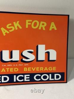 Vintage Orange Crush Soda Flange Sign Double Sided Ask For A Crush Crushy