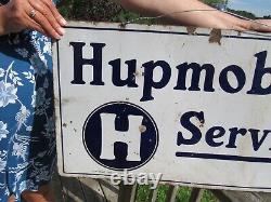 Vintage Original 1915 Hupmobile Service Porcelain Sign Double Sided Hupp Motor