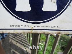 Vintage Original 1915 Hupmobile Service Porcelain Sign Double Sided Hupp Motor