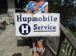 Vintage Original 1915 Hupmobile Service Porcelain Sign Double Sided Hupp Motor