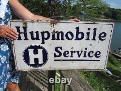 Vintage Original 1915 Hupmobile Service Porcelain Sign Double Sided Hupp Motor