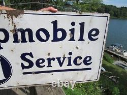 Vintage Original 1915 Hupmobile Service Porcelain Sign Double Sided Hupp Motor