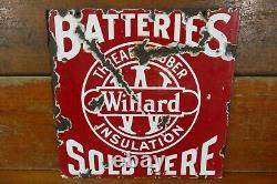 Vintage Original 1920s/1930s Willard Batteries Double Sided Porcelain Sign