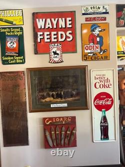 Vintage Original 1949 Wayne Feeds Double Sided Advertising Sign