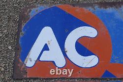 Vintage Original 1950s AC Spark Plugs Fuel Pumps Double Sided Advertising Sign