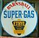 Vintage Original Barnsdall Super-gas Ethyl Burst Double-sided Porcelain Sign