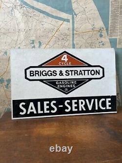 Vintage Original Briggs & Stratton Service Parts Dealer Sign Double Sided Flange