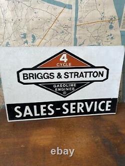 Vintage Original Briggs & Stratton Service Parts Dealer Sign Double Sided Flange