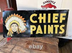 Vintage Original Chief Paints Advertising Double-side Tin Tacker Sign