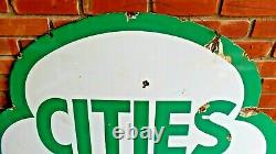 Vintage Original Cities Service Dual-Sided 47 Porcelain Sign Good Condition