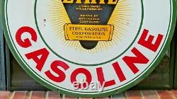 Vintage Original Conoco Gasoline with Ethyl Burst Double-Sided 30 Porcelain Sign