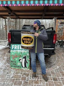 Vintage Original Double Cola Soda Pop Syrup Metal Can Sign 10 gallon 2 sided