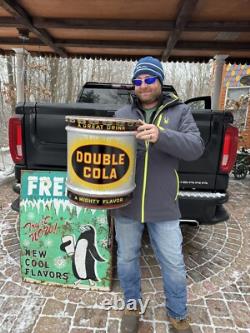 Vintage Original Double Cola Soda Pop Syrup Metal Can Sign 10 gallon 2 sided
