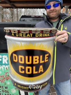 Vintage Original Double Cola Soda Pop Syrup Metal Can Sign 10 gallon 2 sided