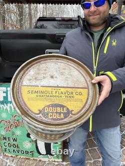 Vintage Original Double Cola Soda Pop Syrup Metal Can Sign 10 gallon 2 sided