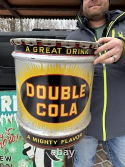 Vintage Original Double Cola Soda Pop Syrup Metal Can Sign 10 gallon 2 sided