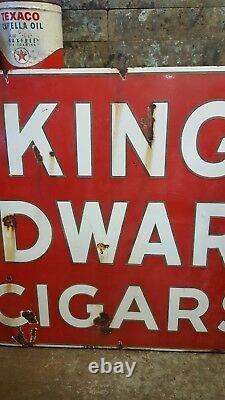 Vintage Original Double Sided Porcelain King Edward Cigars Sign 70 x 46