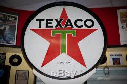 Vintage Original Double-Sided Texaco Porcelain Sign with Banjo Pole Pickup in NJ