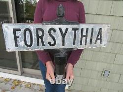 Vintage Original Forsythia Double Sided Heavy Embossed Street Sign With Mount