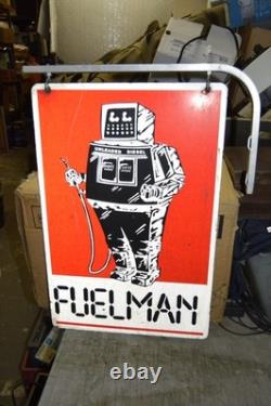 Vintage! Original Fuelman Robot Gas Station Advertising Sign 24x16 Double Sided