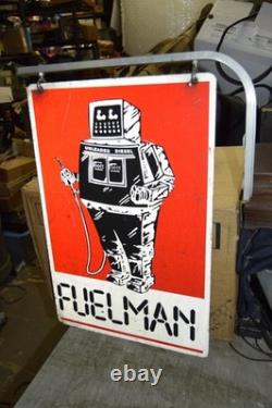 Vintage! Original Fuelman Robot Gas Station Advertising Sign 24x16 Double Sided