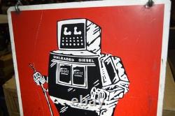 Vintage! Original Fuelman Robot Gas Station Advertising Sign 24x16 Double Sided