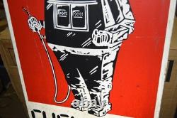 Vintage! Original Fuelman Robot Gas Station Advertising Sign 24x16 Double Sided