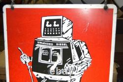 Vintage! Original Fuelman Robot Gas Station Advertising Sign 24x16 Double Sided