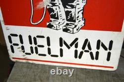 Vintage! Original Fuelman Robot Gas Station Advertising Sign 24x16 Double Sided