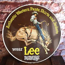 Vintage Original LEE Riders Western Pants & Shirts Double Sided Advertising Sign