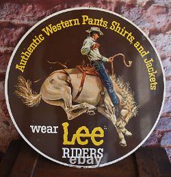 Vintage Original LEE Riders Western Pants & Shirts Double Sided Advertising Sign