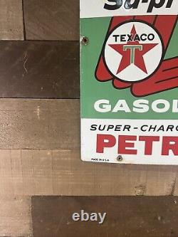 Vintage Original Major Super Premium Gasoline Double Sided Sign 1 (Texaco Back)